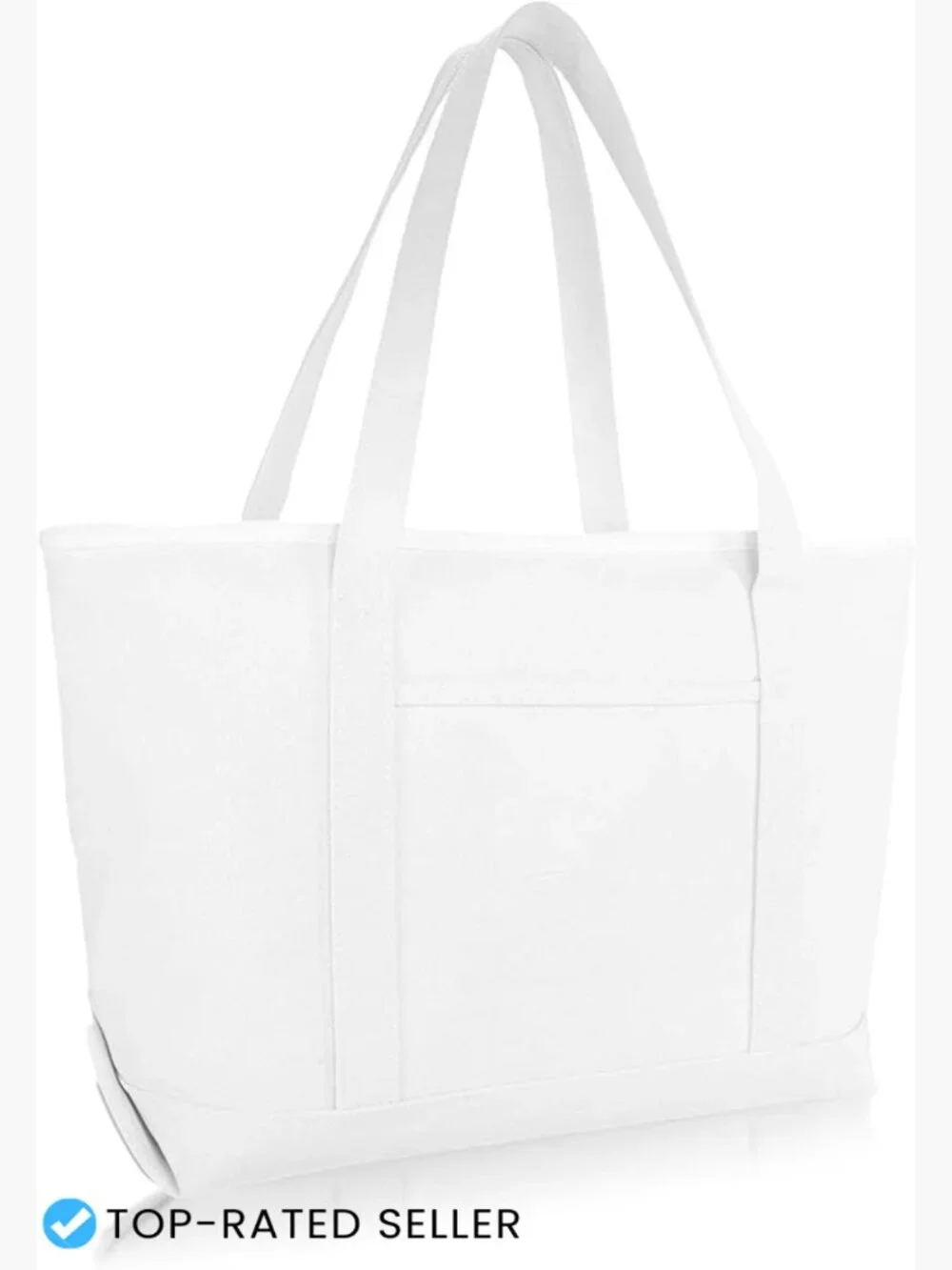 Premium Cotton Canvas Tote Bag Large Shoulder Zip Top Sturdy